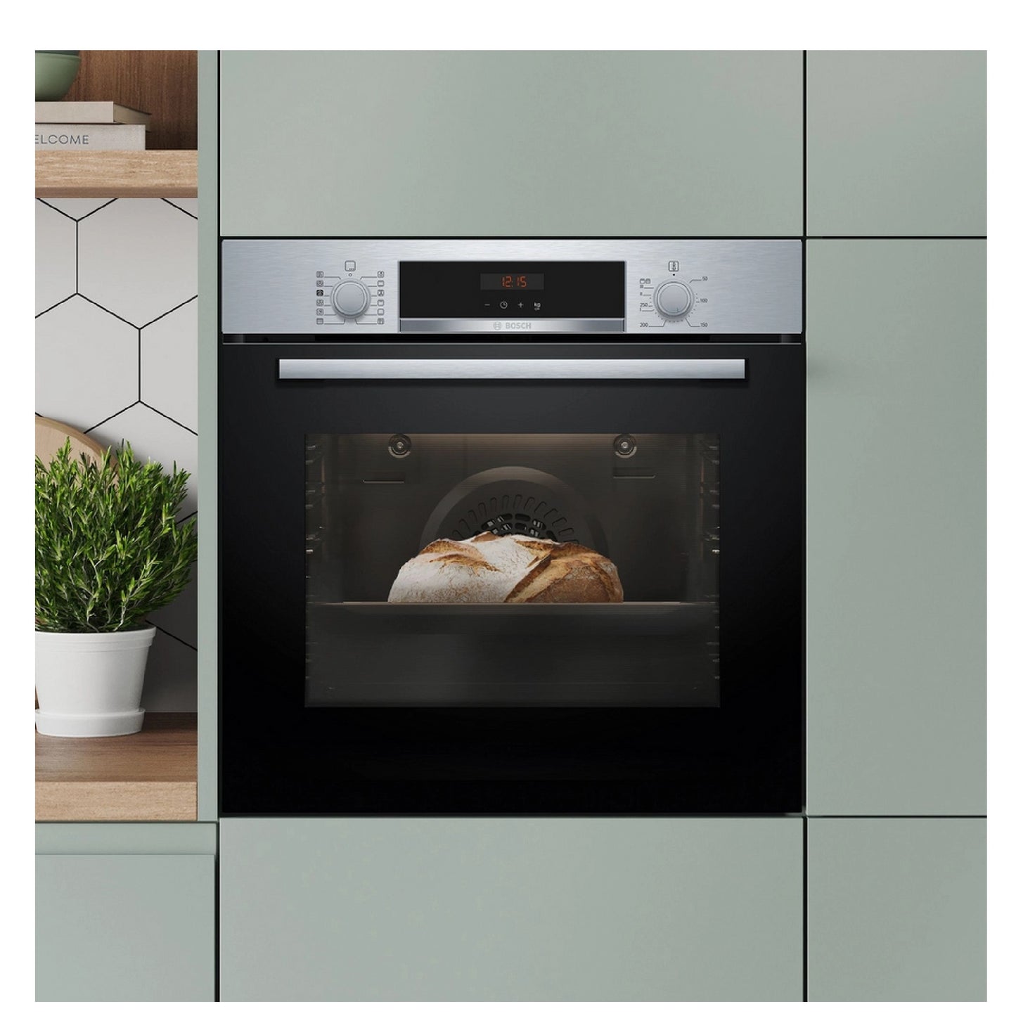 BOS-HQA534BS3B 59.4cm Built In Electric Single Oven - Stainless Steel