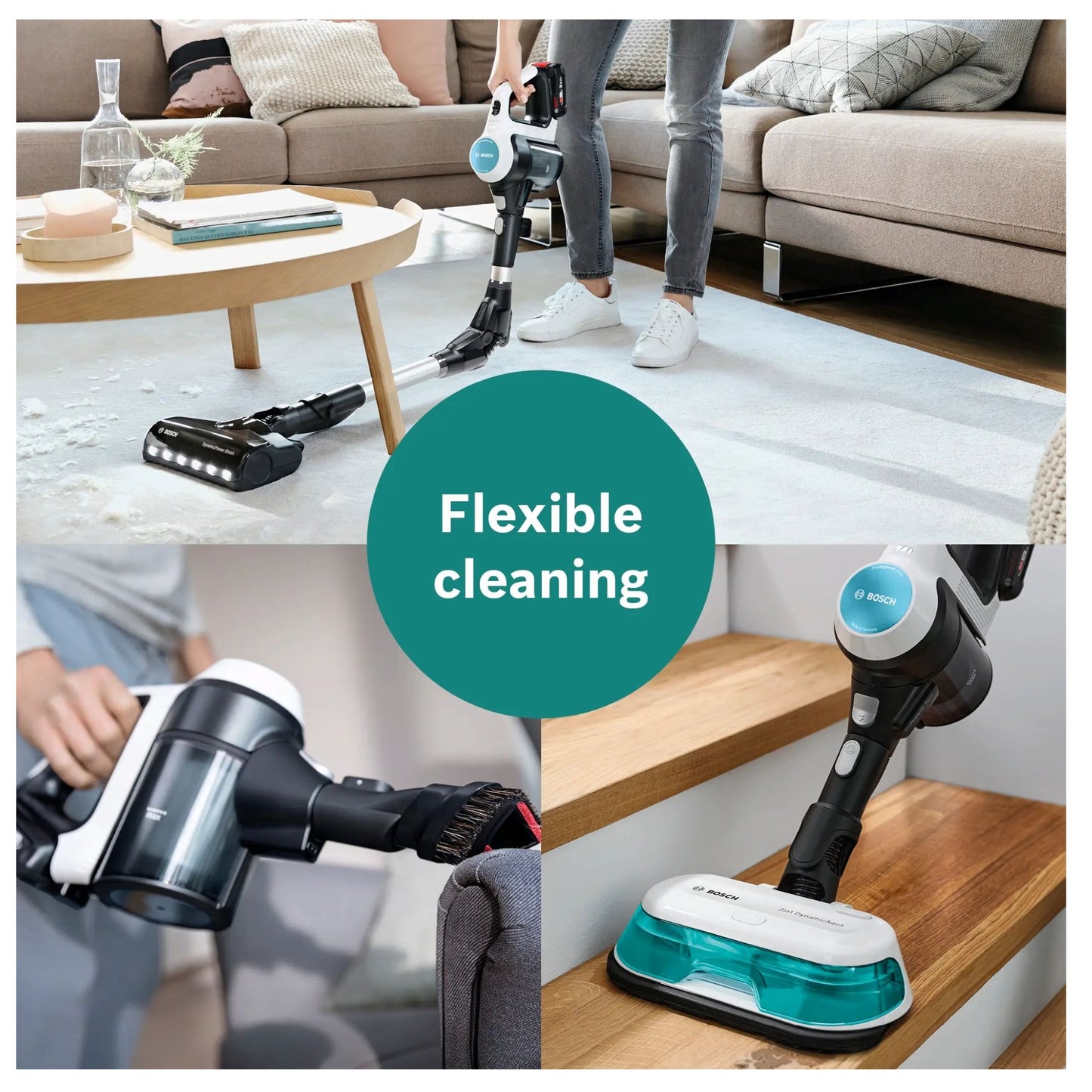 Bosch Unlimited 7 Cordless Vacuum Cleaner - White/Aqua