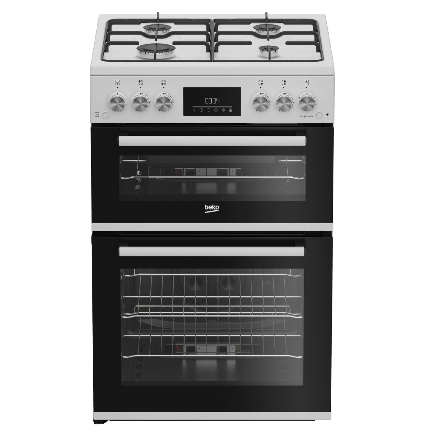 BEK-EDG6231W 60cm Twin Cavity Gas Cooker with Enamel Hob - White