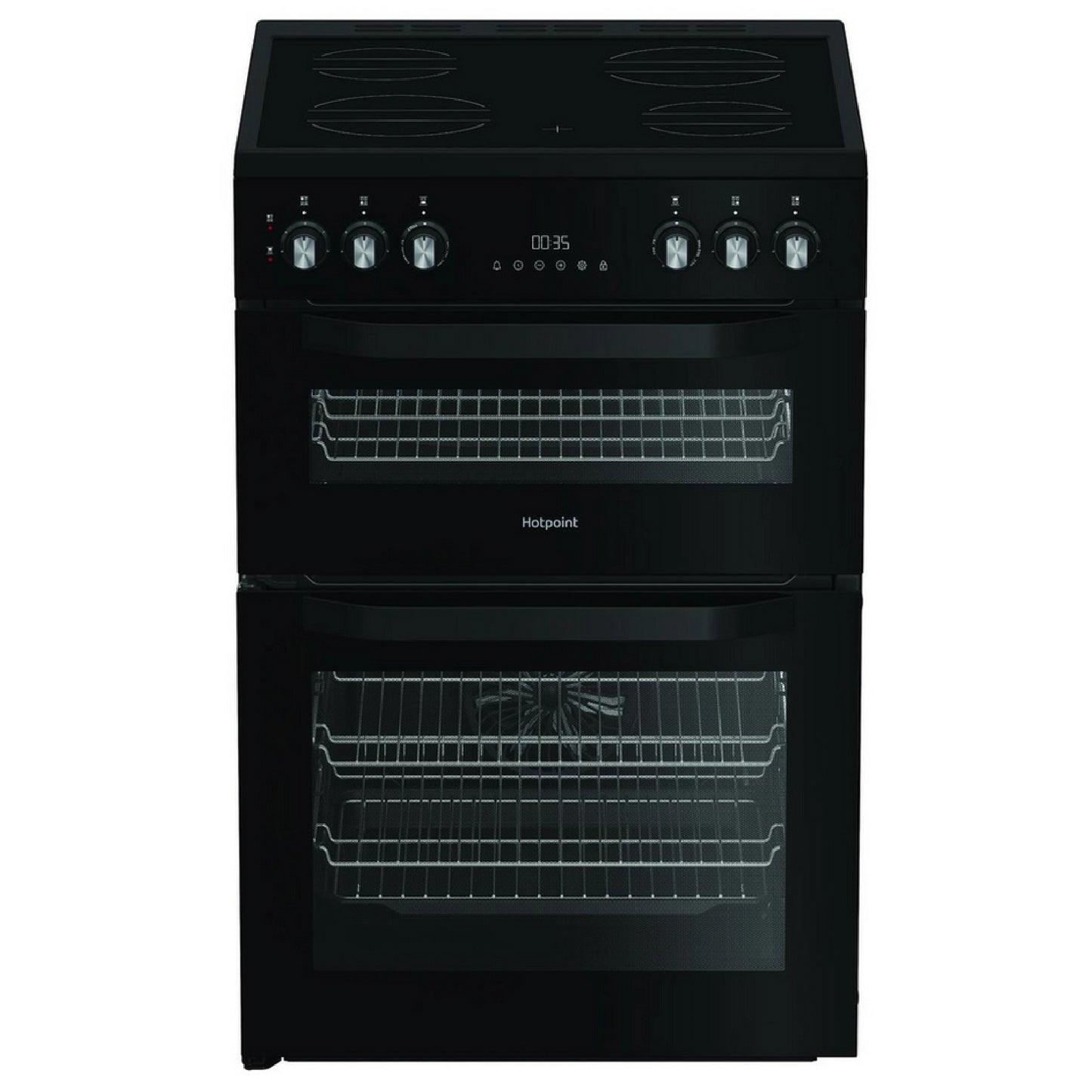 HOT-HDE6VDC2B1 60cm Double Oven Electric Cooker with Ceramic Hob - Black