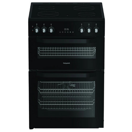 HOT-HDE6VDC2B1 60cm Double Oven Electric Cooker with Ceramic Hob - Black